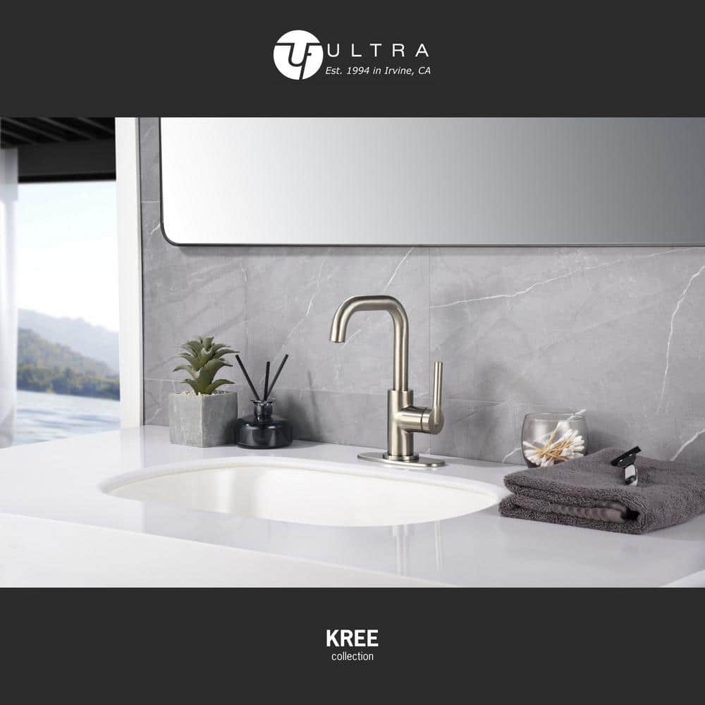 Brushed Nickel Single-Handle Bathroom Faucet with Drain Assembly