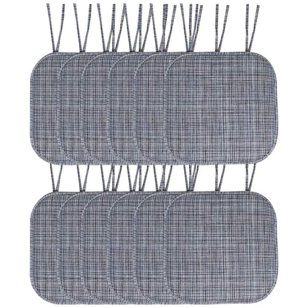 Sweet Home Collection Aria Memory Foam Square Non-Slip Indoor/Outdoor Chair Seat Cushion with Ties, Blue/Black (12-Pack)