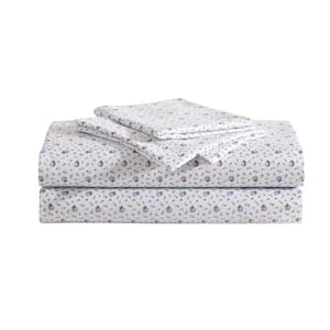 Pretty Floral Ditsy Lavender 4-Piece Microfiber King Sheet Set