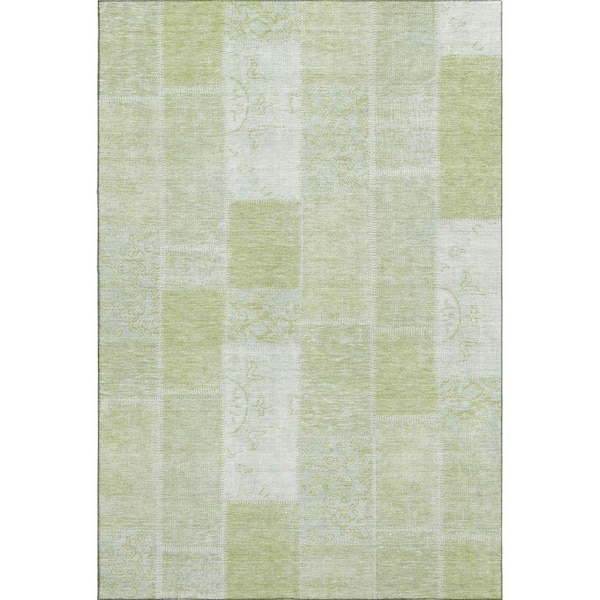 Mayfield Premium Machine Washable Indoor/Outdoor Geometric AMF631 Aloe 2 ft. 6 in. x 3 ft. 10 in. Area Rug