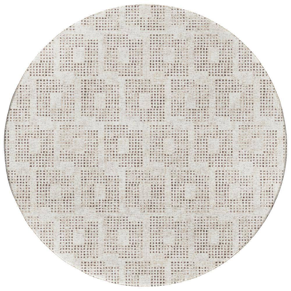 Eleanor Ivory 8 ft. x 8 ft. Geometric Indoor/Outdoor Washable Area Rug