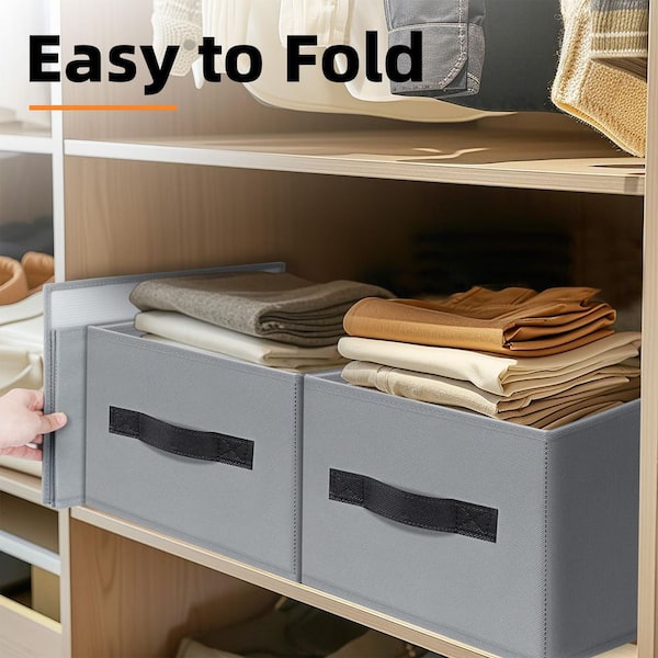 Afoxsos White 14in x 10in x 8in Fabric Closet Shelf Organizer Bins