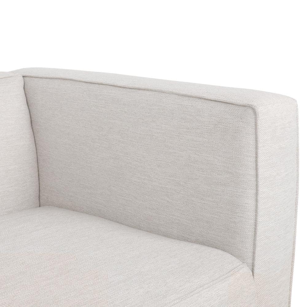 Beige and Dark Walnut Fabric Loveseat with Square Arms