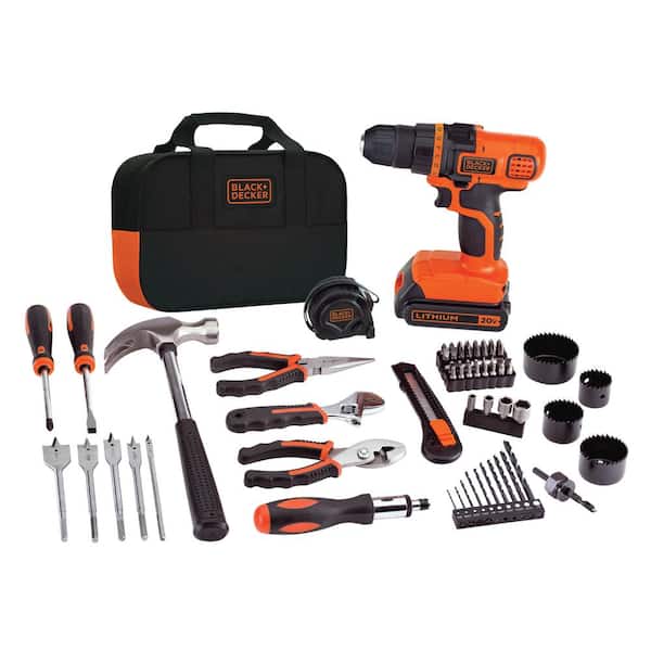 BLACK+DECKER 20V MAX Lithium-Ion Cordless Drill and Project Kit with (1) 1.5Ah Battery, Charger, and Kit Bag