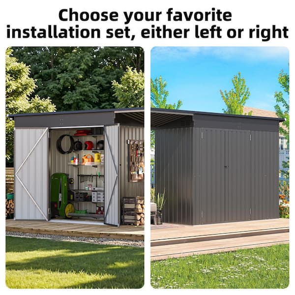 ゴーハウス AECOJOY 8 ft. W x 4 ft. D Metal Outdoor Open-Sided Storage Shed