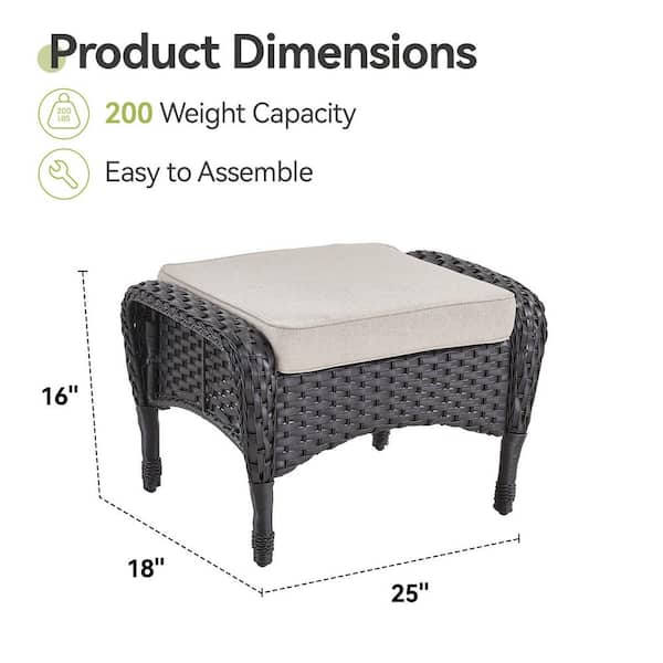 Gymojoy Carlos Black Wicker Outdoor Ottoman Patio Rattan Gymojoy Carlos Black Wicker Outdoor Ottoman Patio Rattan