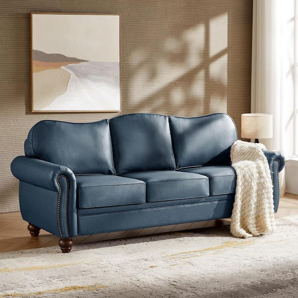 JAYDEN CREATION Pablo 81 in. Rolled Arm Faux Leather Rectangle