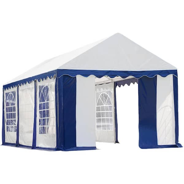 ShelterLogic 10 ft. W x 20 ft. D Enclosure Kit with Windows in Blue/White for Party Tent (Tent Sold Separately) and Fire-Rated Fabric