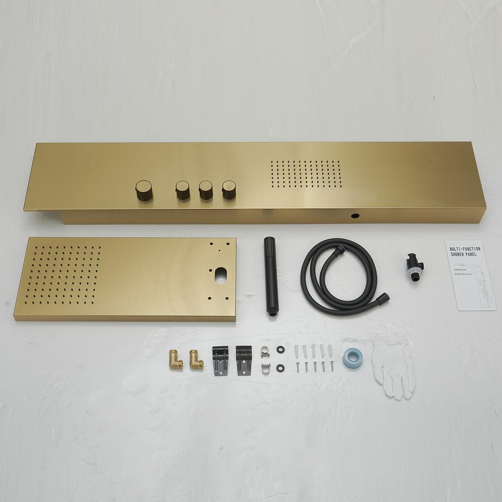 Brushed Gold Stainless Steel Rainfall Shower Panel System