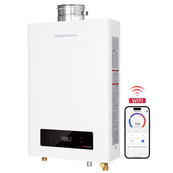 Natural Gas Instant Hot Tankless Water Heater 180,000 BTU, Max 7.9 GPM, Indoor 120V Wi-Fi Enabled, CSA Certified White