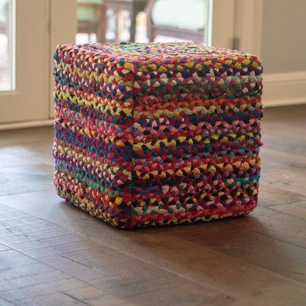 Decor Therapy Denton Multi-Colored Cubical Pouffe