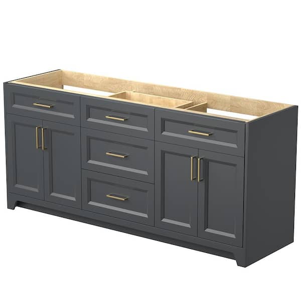 Bvio 72 in. W x 21.5 in. D x 33.5 in. H Bath Vanity Cabinet without Top Solid Wood Double Vanity in Navy Blue Assembled