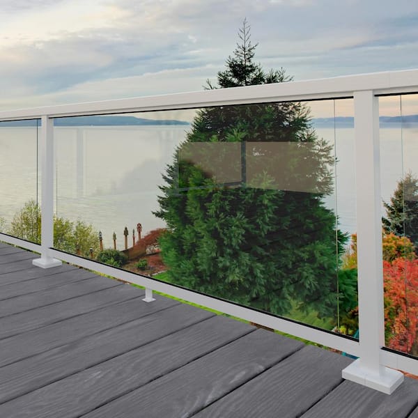 Peak Aluminum Railing 30-7/16 in. H x 60 in. W Clear Aluminum Deck Railing Tempered Glass Panel for 36 in. High System