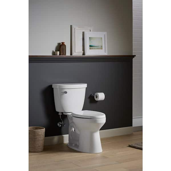 Cimarron 12 in. Rough In 2-Piece 1.6 GFP Single Flush Elongated Chair Height Toilet in White, Seat Not Included