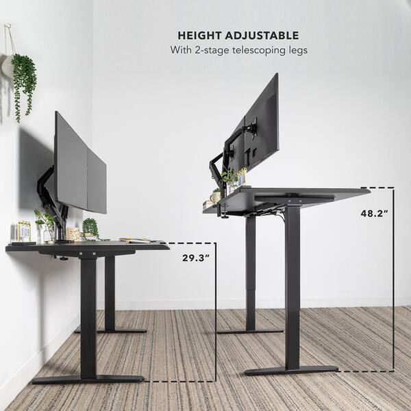 mount-it! 60 in. Rectangular Black Tabletop Dual Motor Electric