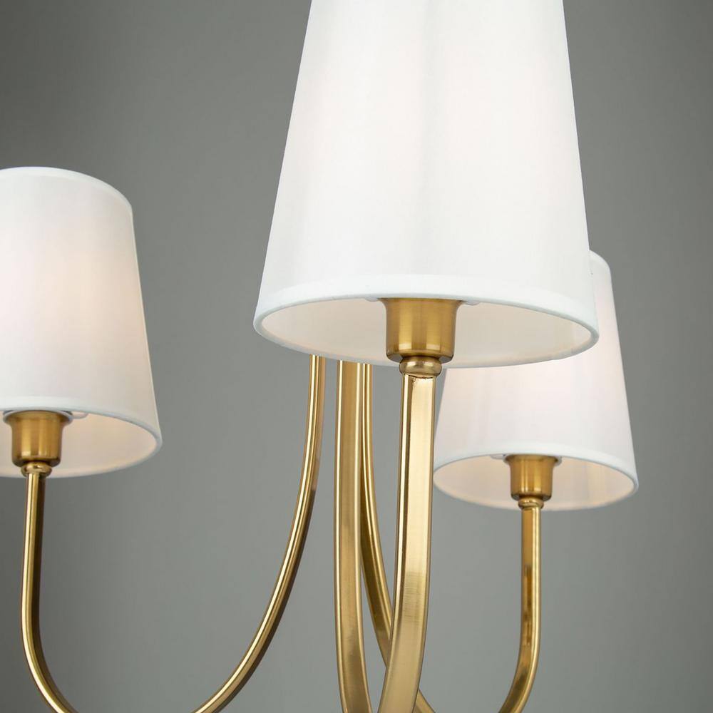 Mini Stella Crystal 3-Light Chandelier with Linen Shade in Brushed Gold