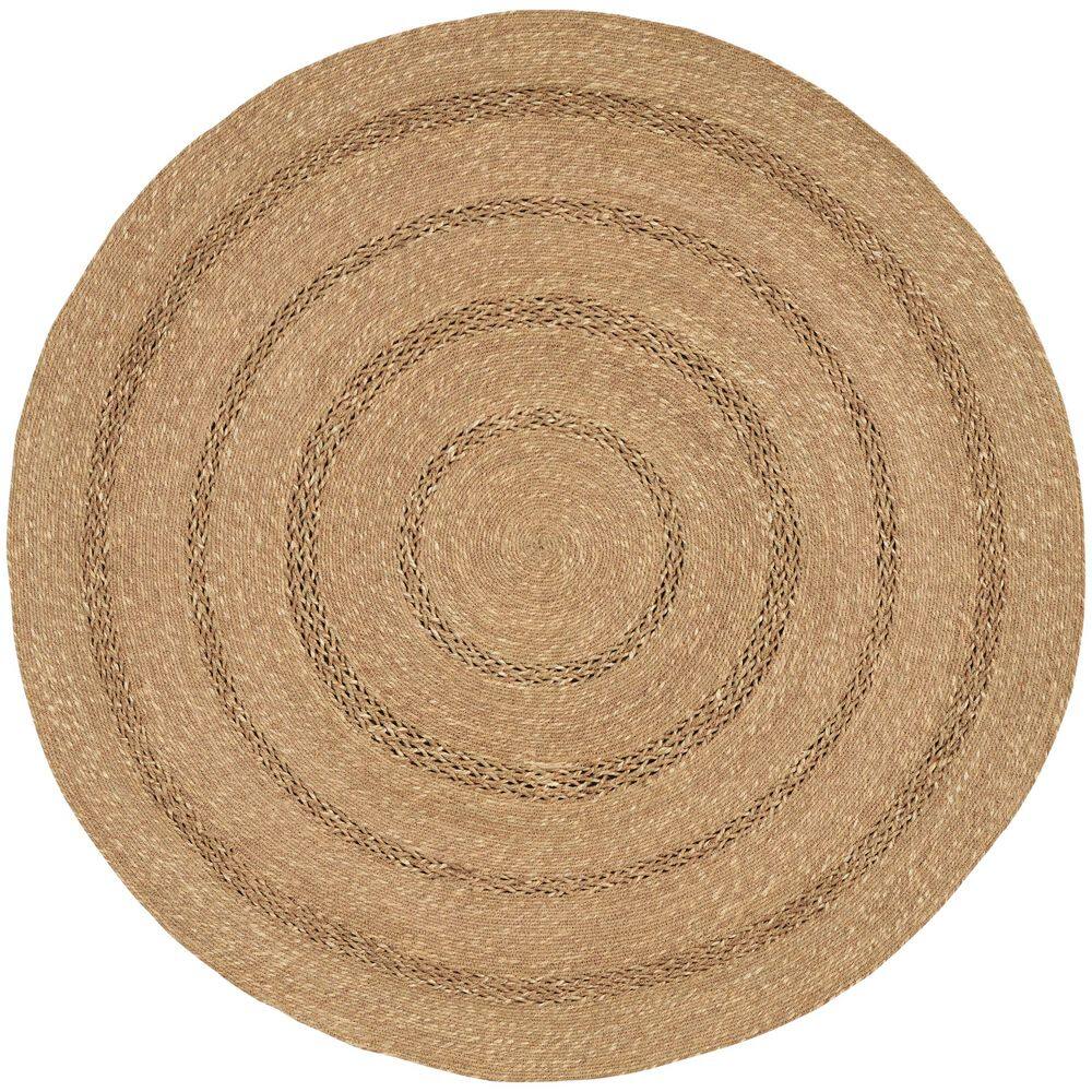 Natural Seagrass Round Rug 5' Easy Care Stain-resistant