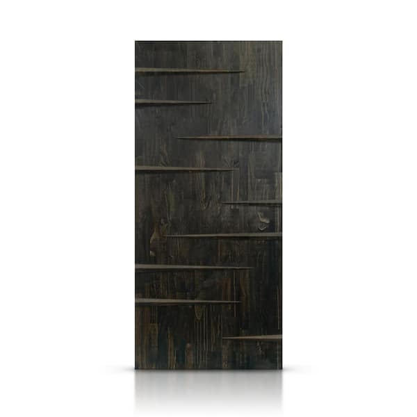 CALHOME 32 in. x 80 in. Charcoal Black Stained Solid Wood Modern Interior Door Slab