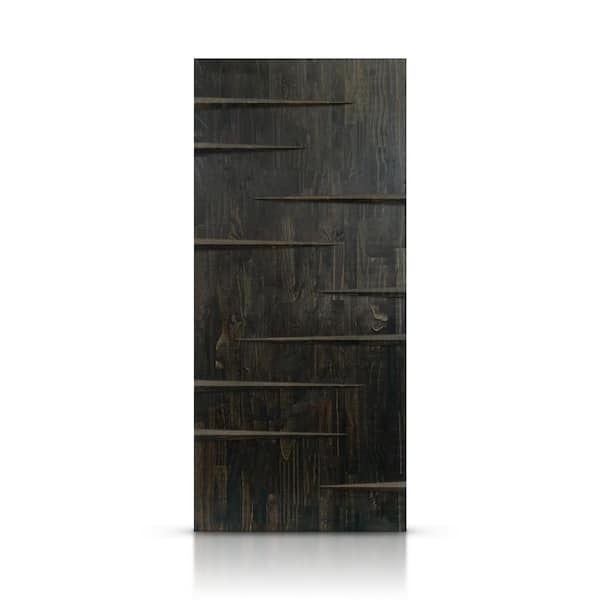CALHOME 40 in. x 84 in. Charcoal Black Stained Pine Wood Modern Interior Door Slab