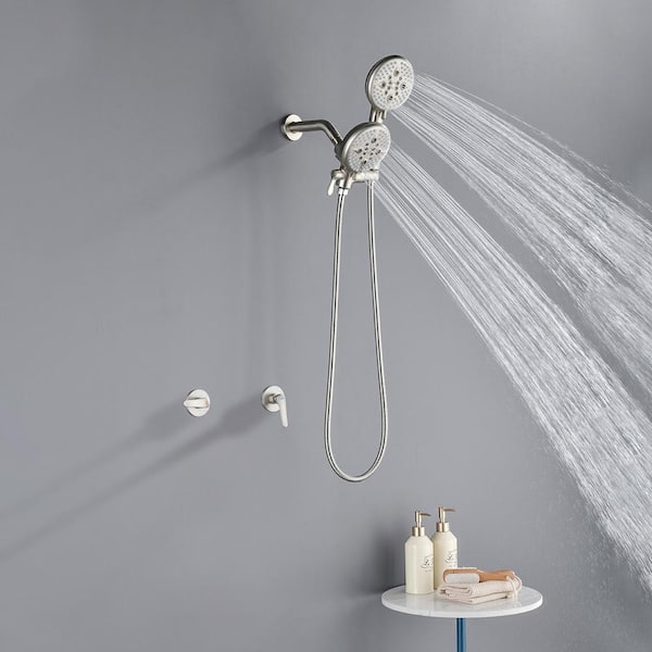 Ami Double Handle 5-Spray Tub and Shower Faucet 1.8 GPM with Dual Shower Head in. Brushed Nickel (Valve Included)