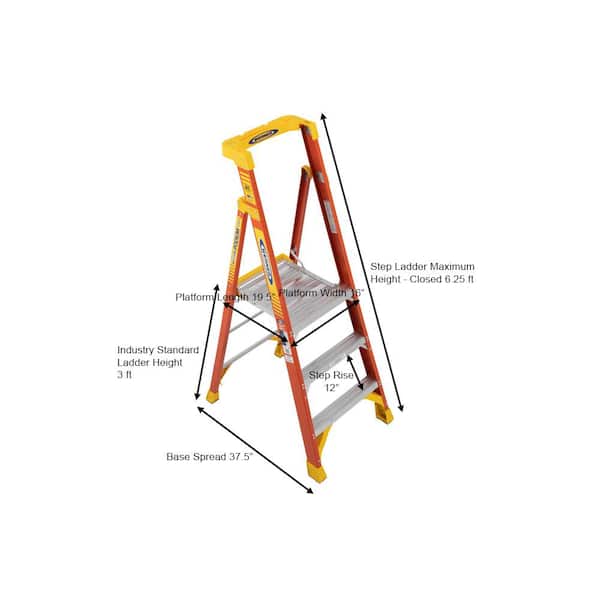 Fiberglass Podium Ladder - 9' Overall Height