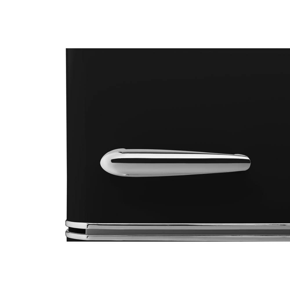 Midnight Black Compact Retro Refrigerator with Bottom Freezer