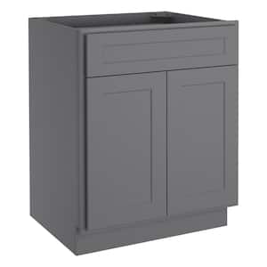 27 in.W x 24 in.D x 34.5 in.H in Shaker Gray Plywood Ready to Assemble Base Kitchen Cabinet with 1-Drawer 2-Doors
