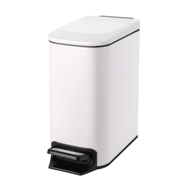 ITOPFOX Bathroom 1.6 Gal. White Metal Household Trash Can Step Lid