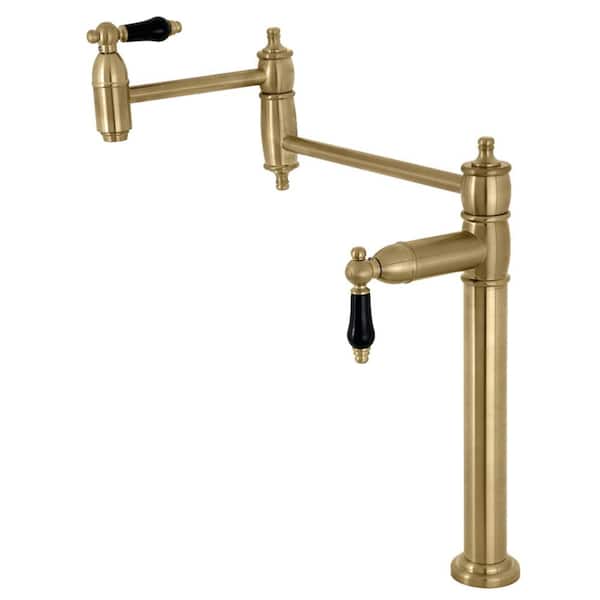 Kingston Brass Duchess Deck Mount Pot Filler Faucet in Brushed Brass