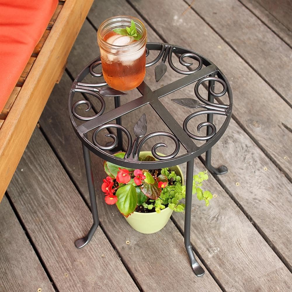 Graphite Wrought Iron Round Trivet Plant Stand