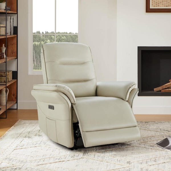 Yara Creamy Gray Dual Motor Zero Gravity Power Recliner with Flared Armrest,USB&Type C Charging Ports for Livingroom
