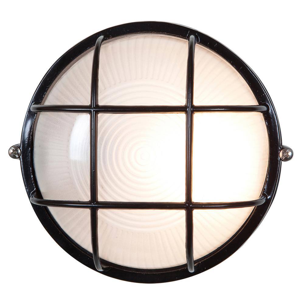 Nauticus 9.5 in. 1-Light Black Outdoor Wall Mount Sconce