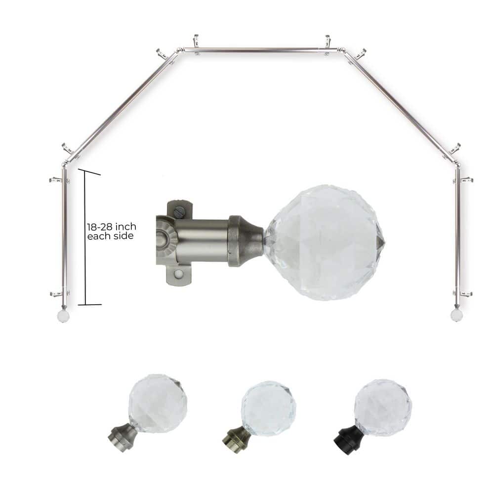 "13/16"" Faceted 5-Sided Bay Window Curtain Rod (18-28 inch each side)-Satin Nickel" price history on PriceWatchPro