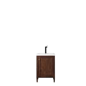 Brittania 24 in. Single Bath Vanity in Mid Century Acacia with Resin Vanity Top in White Glossy with White Basin