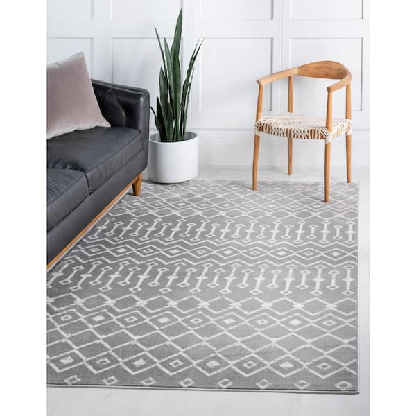 Moroccan Trellis Light Gray 8 ft. x 10 ft. Area Rug