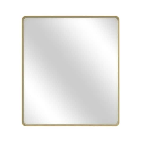 32 in. W x 36 in. H Rectangular Framed Wall-Mounted Bathroom Vanity Mirror in Tempered Glass