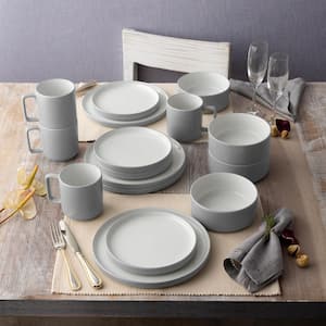 Colortex Stone Grey 9.75 in. Porcelain Dinner Plates, (Set of 4)