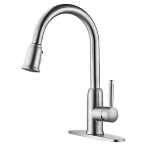 Single-Handle Pull-Down Stainless Steel Sprayer Kitchen Faucet with PowerSpray and Temperature Control in Brushed Nickel