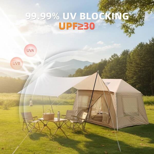 Sudzendf Beige Inflatable Camping Tent, Glamping Tents Outdoor