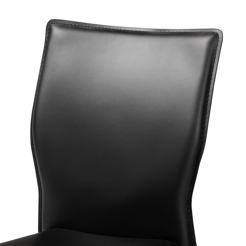 Black Faux Leather Upholstered Metal Side Chair with Cane Back