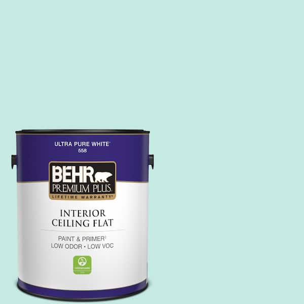 BEHR PREMIUM PLUS 1 gal. #P440-2 Clear Aqua Ceiling Flat Interior Paint