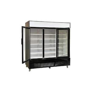 78.5 in. 59.88 cu. ft. 3 Glass Door Commercial Merchandiser Refrigerator NSF ESM-70RS Black