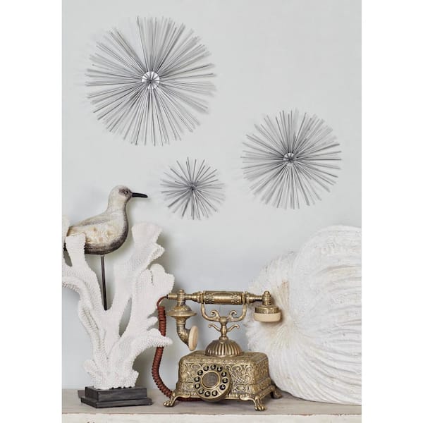 Metal Silver 3D Starburst Wall Decor (Set of 3)