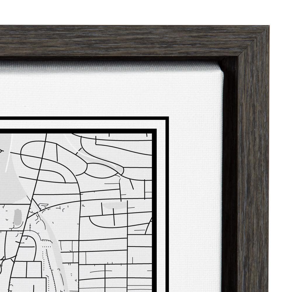 Sylvie Atlanta Modern Map Gray Framed Canvas Wall Art