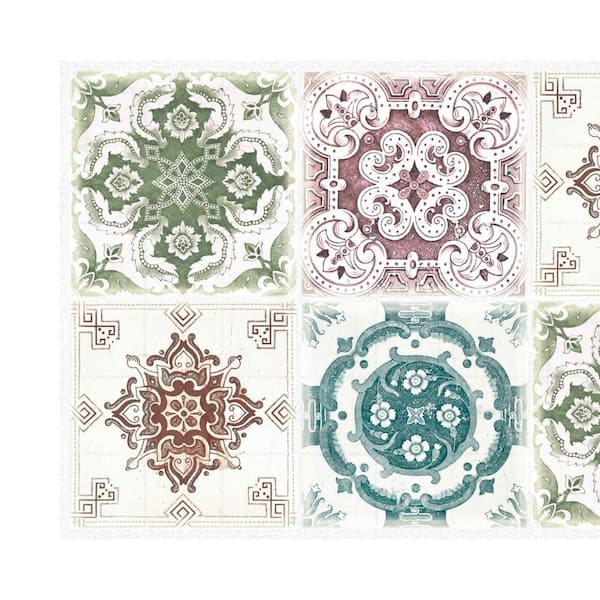 3D Falkirk Retro III 38 in. x 19 in. Green Beige Faux Tile PVC Decorative Wall Paneling