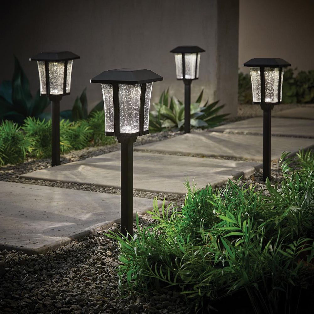 Hampton Bay Callaway Black Integrated LED Weather Resistant Outdoor Solar  Path Light (4-Pack) 43184 - The Home Depot, image size:1000x1000