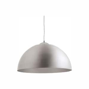 Dome Collection 16 in. 29-Watt Satin Aluminum Integrated LED Modern Cord Hung Kitchen Pendant