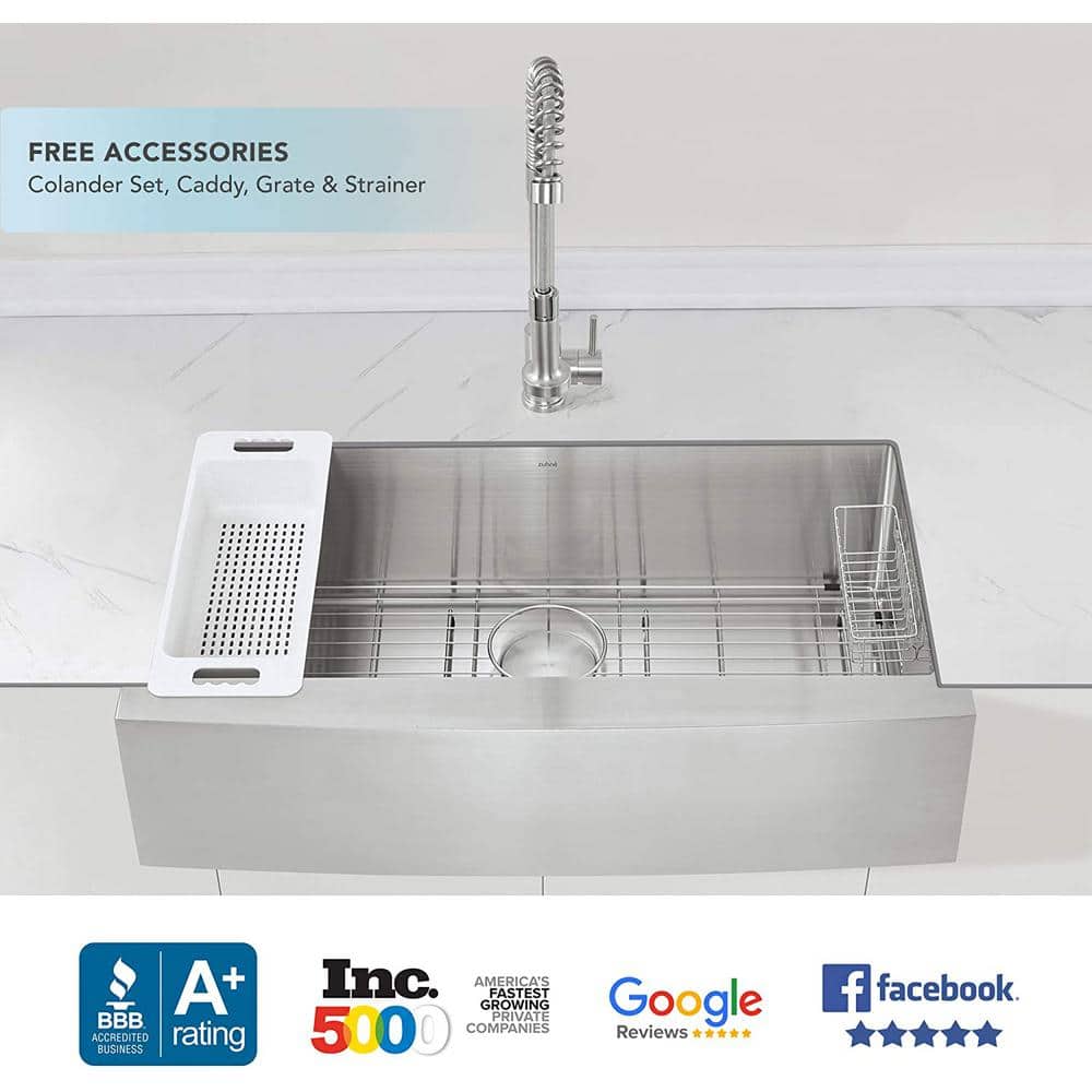 36'' Brushed Stainless Steel Farmhouse Kitchen Sink
