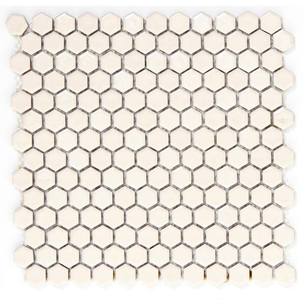 Emser Confetti Cream Gloss/Matte Mix 11.81 in. x 11.81 in. x 8mm Porcelain Mesh-Mounted Mosaic Tile (1.02 sq. ft.)