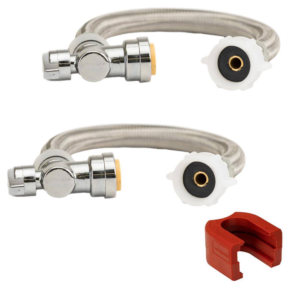 1/2 in. Push-to-Connect x 7/8 in. Ballcock x 12 in. Angle Stop Toilet Connector with SlipClip Release Tool (2-Pack) price history on PriceWatchPro
